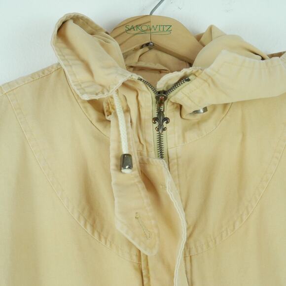 Vintage Express Medium Coat 90s Hooded Utility Chore Preppy Country Beige Fall - Picture 2 of 15